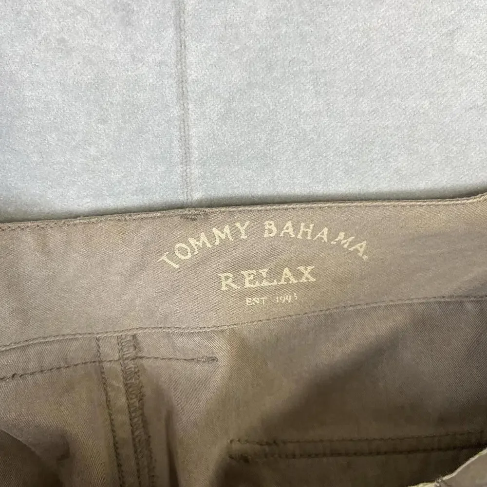 Tommy Bahama Relax Pants Mens 34 Brown Silk Blend Cargo Utility Fishing